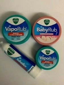 Vicks VapoRub Vapour Rub Congestion Cold Headache Relief Eucalyptus Baby Inhaler - Picture 1 of 15