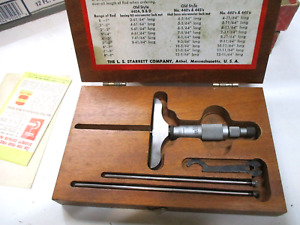 Starrett Depth Gauge Micrometer No. 445A-3RL With Case, Round Rods, 0-3"