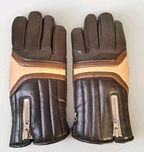 Guantes de invierno 100 % algodón forro de colección para hombre 2 tonos marrón vinilo cuerpo talla M retro - Imagen 1 de 4