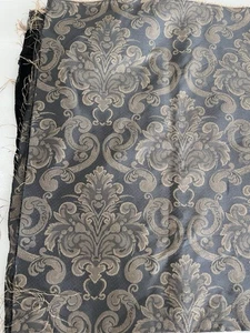 DARK GREY GOLD DAMASK UPHOLSTERY FABRIC INBRANDED 1.5 Yard - Picture 1 of 7