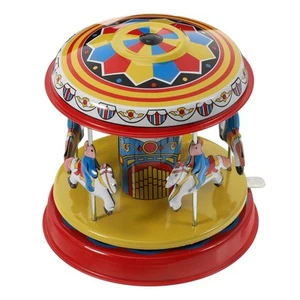 Tin Retro Toy Merry Go Round Carousel Tin Toy Carousel Carousel Horse Decor - Picture 1 of 12