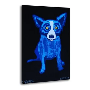 George Rodrigue Blue Dog-she Lived Across the Bayou,Decor Wall Art Canvas Print - Picture 1 of 8