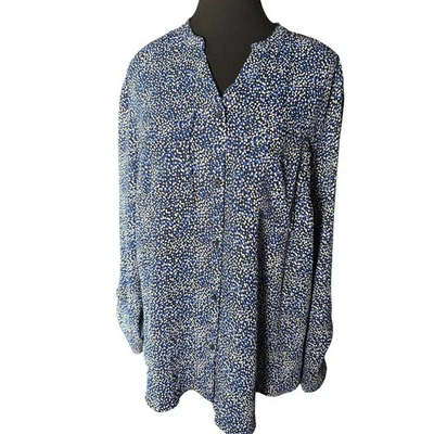 Top Jones New York Signature para mujer azul negro blanco estampado de puntos talla L Foto 1 de 4