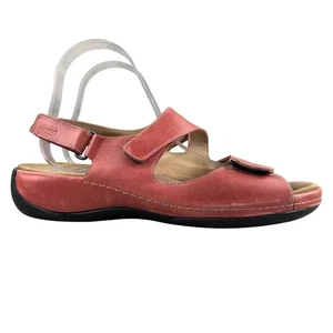 Wolky Women's EU 40 (US 9) Liana Red Leather Open Toe Hook & Loop Casual Sandal - Picture 1 of 13