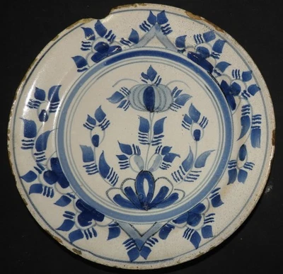 Assiette ancienne 18-19ème, Faïence de Delft Pays-Bas - Holland - Photo 1/4