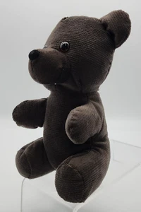 Puli International Teddy Bear Soft Corduroy Plush Stuffed Animal Dark Brown 9" - Picture 1 of 7