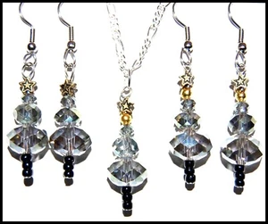 ELEGANT CRYSTAL CHRISTMAS TREE EARRINGS OR NECKLACE U-PICK USA MADE #B29H - Bild 1 von 8