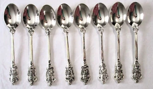 8 Oval Place Soup Spoons FB Rogers GRAND ANTIQUE Rose Floral Baroque Silverplate - Picture 1 of 12