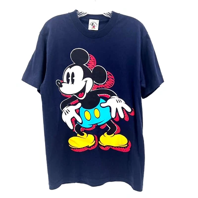 MICKEY & CO Adult Sz M Vintage Single-Stitch USA Navy Blue Mickey Mouse T-Shirt - Image 1 of 4