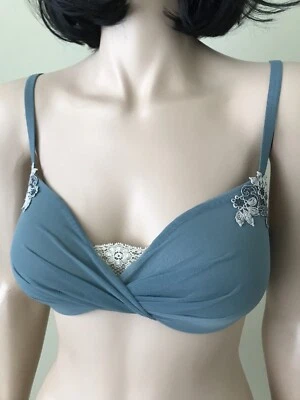 $211 Sujetador La Perla Villa Toscana Gris Tul Talla 34C Hecho en Italia Nuevo con Etiquetas Foto 1 de 4
