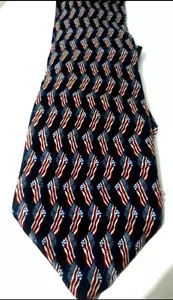 VTG Stonehenge Patriotic American Flag Necktie Blue US flags All Over Pattern - Picture 1 of 4