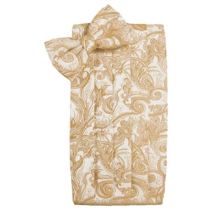 Set cravatta uomo Latte Classic Paisley fiocco e fascia cummer - Foto 1 di 1