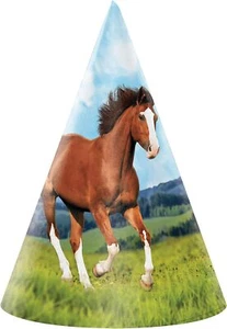 Horse and Pony Animal Western Theme Kids Birthday Party Favor Paper Cone Hats - Picture 1 of 1