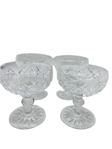SIGNED WATERFORD DONEGAL PATTERN CLEAR CUT CRYSTAL CHAMPAGNE/SHERBET GLASSES - Picture 1 of 9