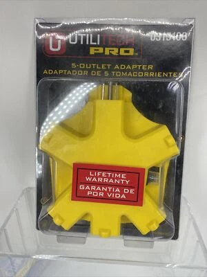 Utilitech 15 Amp 3 Wire 125v Grounding Single to 5 Outlet Adapter Extension Cord - Image 1 of 2