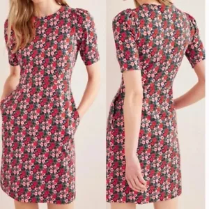 Abito in jersey girocollo Boden Zoe rosso floreale multicolore nuovo senza etichette taglia US 6 casual - Foto 1 di 10