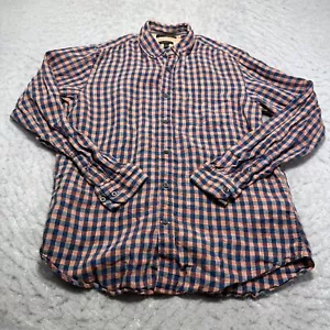 Banana Republic Camden Fit 100% Linen Check Button Shirt Blue Ginger Mens Size M - Picture 1 of 13
