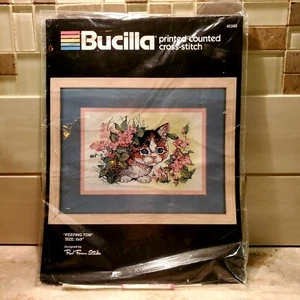 Bucilla Peeping Tom Cat Printed Counted Cross Stitch Kit 40380 Red Farm Studios - Picture 1 of 4
