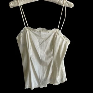 Vintage Givenchy Camisole Top Women's Size 32 Ivory Lace Trim - Picture 1 of 6