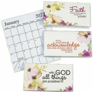 2022-2023 Faith Watercolor Pocket Calendars 6.5" x 3.5" With Clear Vinyl Covers 