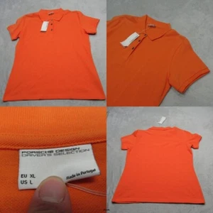 Porsche Polo Shirt Womens Large Orange Drivers Selection Short Sleeve NEW - Picture 1 of 13