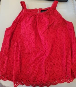 Womens Lane Bryant Red Sleeveless Embroidered Layer Top/tank size 18 EUC - Picture 1 of 8