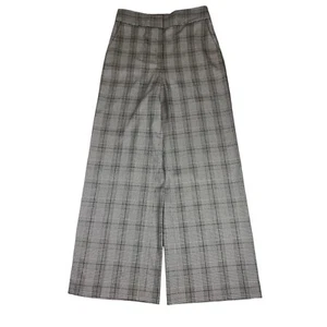 Calvin Klein Glenn Plaid Whitney Wide Leg High Rise Dress Pants Trouser 12 Black - Picture 1 of 11