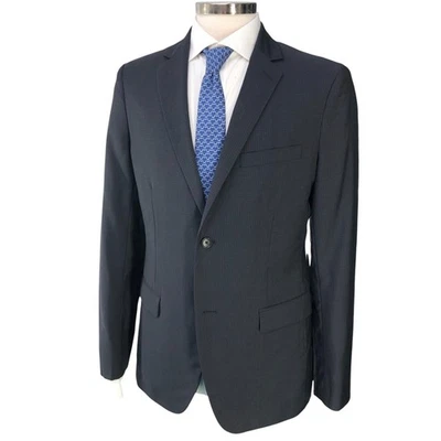 Theory Mens Size 40R Sport Coat Wellar Blazer Jacket Slim Fit Micro Check Black - Image 1 of 4