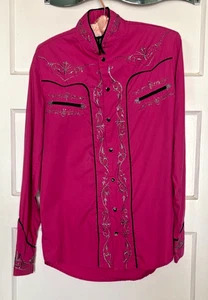 Montenegro Men’s Embroidered Pink Western Shirt Size S - Picture 1 of 6
