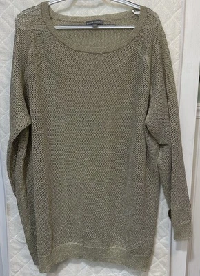 Suéter Jessica London Mujer Talla 22/24 Dorado Metálico Malla Tejido Manga Larga Foto 1 de 4