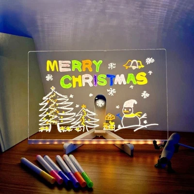 LED Note Board Message Night Light Drawing Pens Gift Kids Gf Halloween Christmas - Image 1 of 4