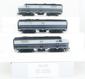 Proto 2000 Baltimore & Ohio FA2 A-B-A  Diesel Locomotive Set 2 Powered Set 2 - Picture 1 of 18