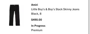 Amiri Boys Stack Skinny Jeans - Black, Size 8 - Excellent Condition - Picture 1 of 3