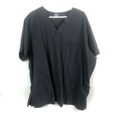 Cherokee Workwear Men's Scrubs Pewter Gray V-Neck Short Casual Sleeve Pockets 2X - Image 1 of 4