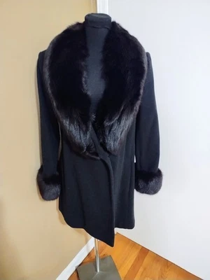 Cuello de piel de zorro finlandés negro Marvin Richards de lujo y 100 % lana de cordero talla 8 Foto 1 de 4