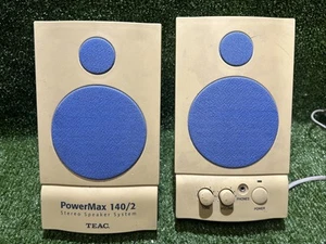 Teac PowerMax 140/2  Stereo Speaker System Computer Audio-Cream/Blue Mancave - Afbeelding 1 van 8