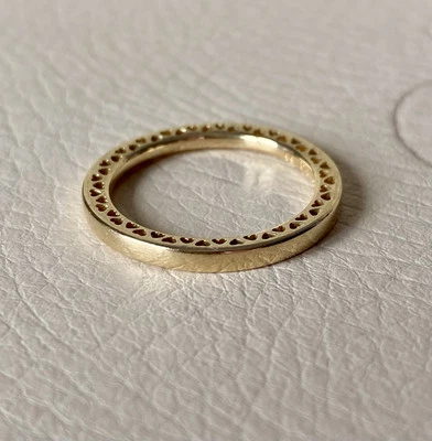 Genuine Pandora Classic Hearts Of Pandora 14ct Gold Ring Sz 56 #156238 Retired - Image 1 of 4