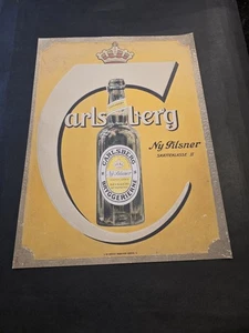 Antique Carlsberg Beer Danish Denmark Poster sign advertisement - Picture 1 of 3