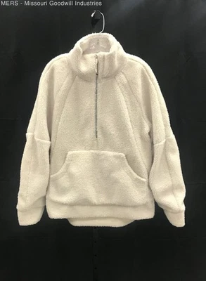 Lululemon Women's White Sherpa High Neck Jacket - Size M/L - Image 1 of 3