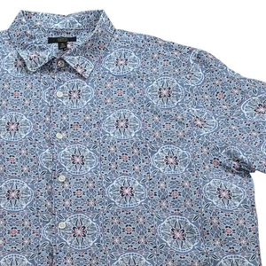 Club Room Luxury 100% Linen Mens XL Blue AOP Floral Print SS Button Down Shirt - Picture 1 of 7