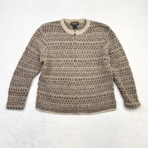 Woolrich maglione cardigan donna maglia zip intera medio beige marrone lana accogliente - Foto 1 di 6