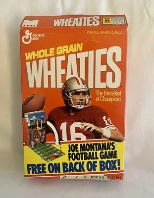 JOE MONTANO 1991 Wheaties Box Football Game Empty 18 Ounce Game Unused - Image 1 of 4