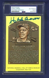 Hank Aaron Autographed HOF Plaque Postcard Atlanta Braves Baseball HOF PSA SLAB - Picture 1 of 1