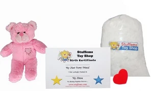 Make Your Own Stuffed Animal Mini 8 Inch Pink Heart Patch Bear Kit - No Sewing R - Picture 1 of 5