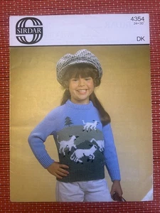 BOYS GIRLS KIDS LAMB SHEEP FARM JUMPER 24”-30” VTG KNITTING PATTERN SIRDAR 4354 - Picture 1 of 2