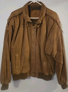 Cayenne Bomber Suede Jacket Men's Brown Leather! Sz Large Aviator Lined. Cool! - Picture 1 of 6