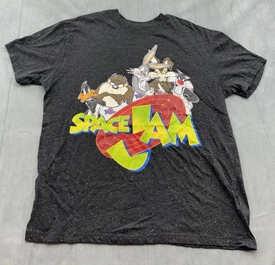 Space Jam Mens XL Black Cotton Short Sleeve Crew Neck Graphic TShirt Bugs Taz - Image 1 of 4