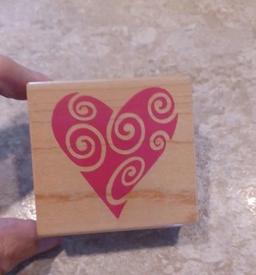 NUEVO SELLO DE GOMA ESTAMPIDA CORAZÓN AUDAZ montado en madera, Amor, San Valentín, A2008E Foto 1 de 4