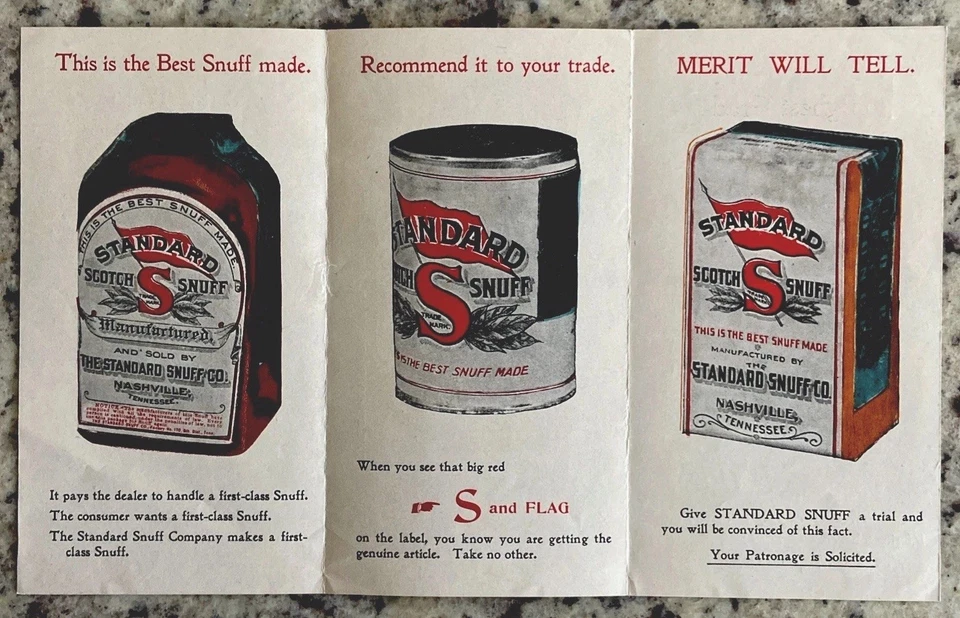 Early 1900s Standard Snuff Co Tobacco Tin Advertising Brochure Nashville TN - Image 1 of 4