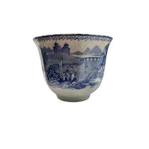 Antica ciotola in pietra ferro scenografica europea transferware blu inglese circa 1830-1840 - Foto 1 di 8
